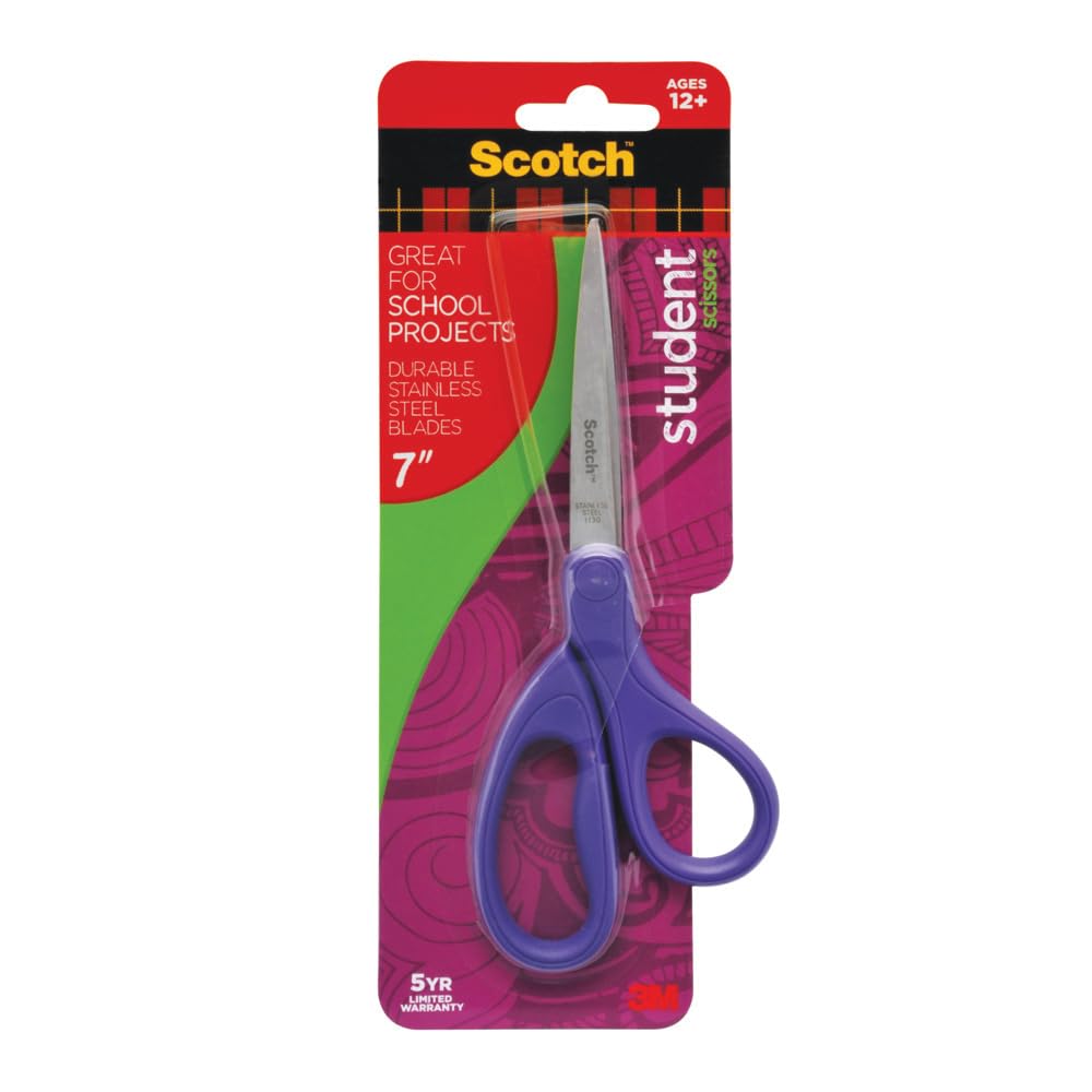Scotch Kids Pointed Tip Scissors with Soft Touch, 5 Inches (1442P) (Colors may vary)