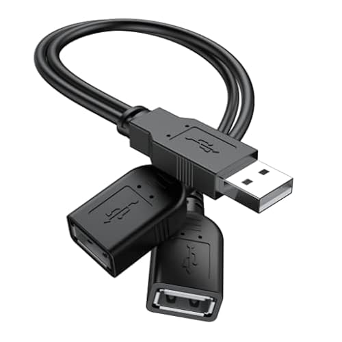 ?2025 Upgraded? USB 2.0 A Male to 2 Dual USB Female Jack Y Splitter Hub Power Cord Extension Adapter Cable(Not Supporting CarPlay and Android Auto)