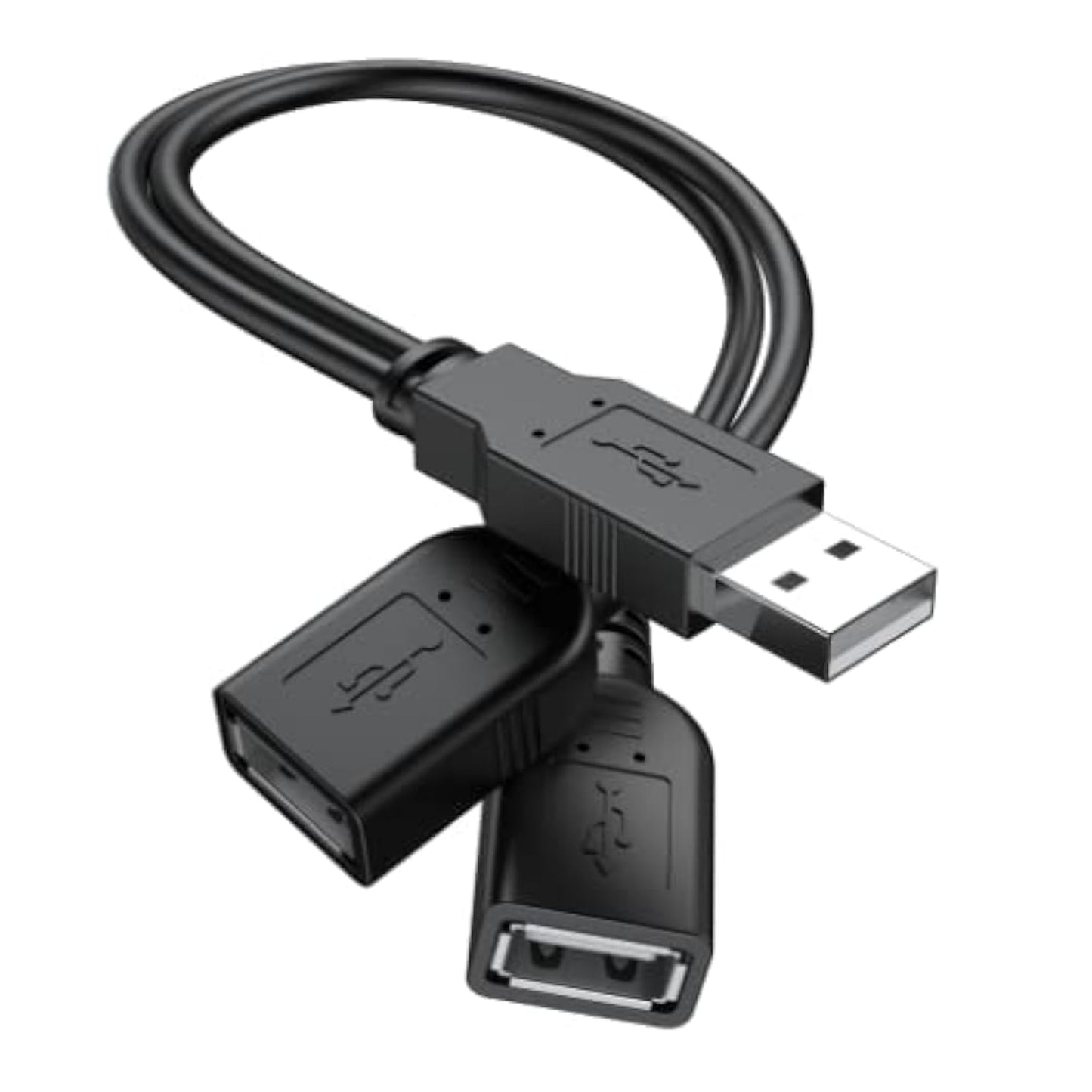 ?2025 Upgraded? USB 2.0 A Male to 2 Dual USB Female Jack Y Splitter Hub Power Cord Extension Adapter Cable(Not Supporting CarPlay and Android Auto)
