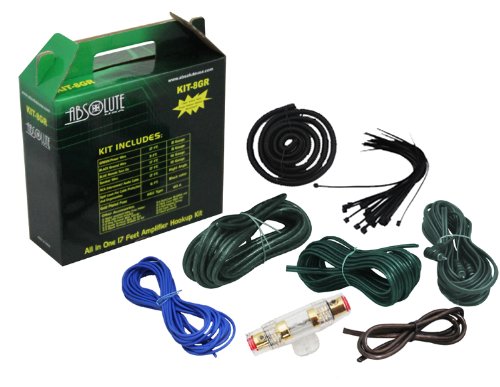 Absolute KIT-8GR 1200 Watts 8 Gauge Complete Amplifier Installation Kit (Green Color)