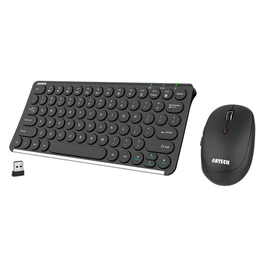 Arteck 2.4G Wireless Keyboard and Mouse Combo Ultra Compact Slim Stainless Full Size Keyboard and Ergonomic Mouse for Computer/Desktop/PC/Laptop