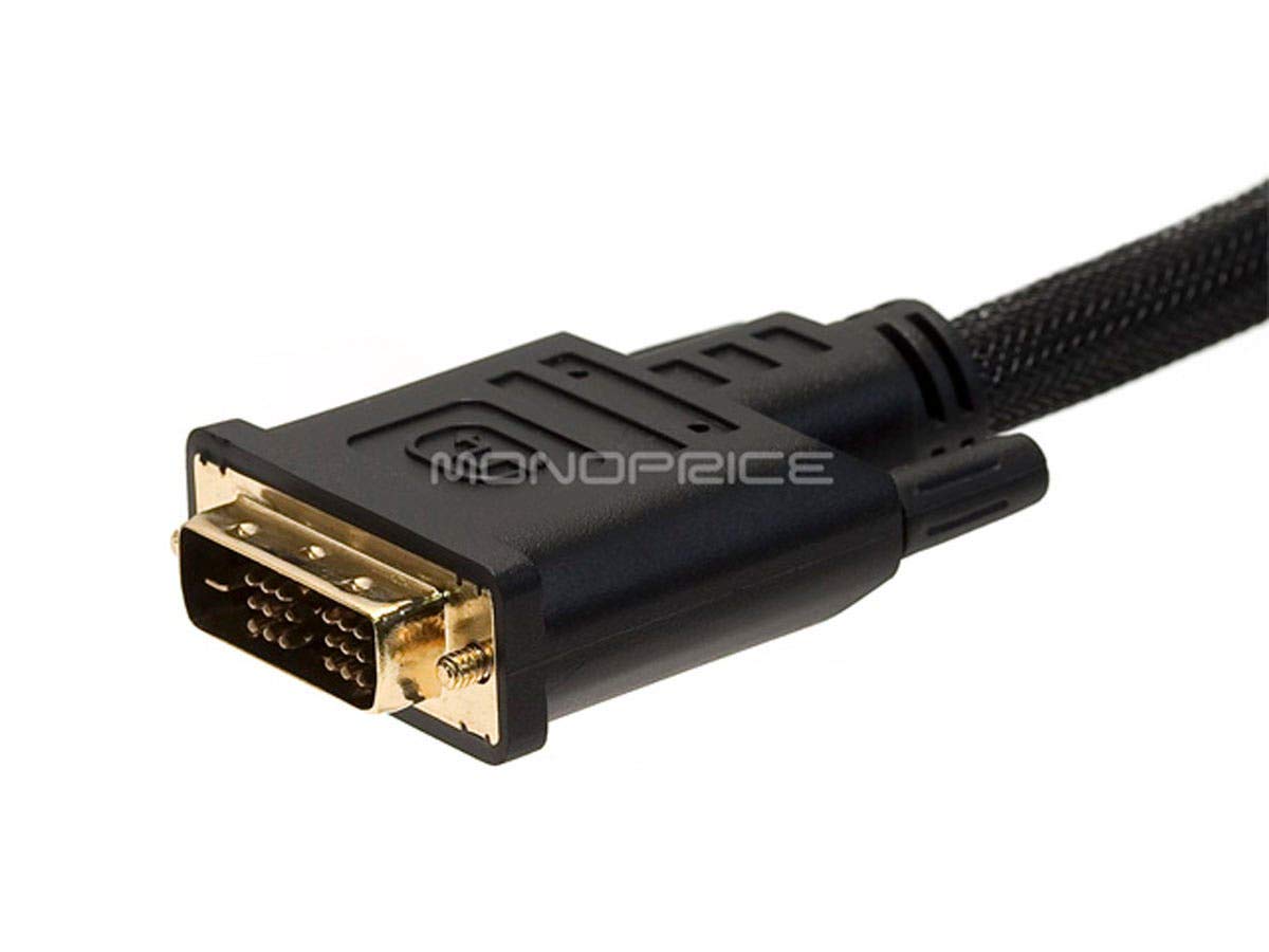 Monoprice HDMI to DVI Adapter Cable - CL2, High Speed with Net Jacket, 24AWG, 6 Feet, Black