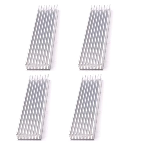 4Pcs Aluminum Heat Sink, Silver Tone Aluminium Radiator Heatsink Cooling Fins Cooler for Led Amplifier Transistor IC Module, 100x25x10mm/4 x1 x0.4