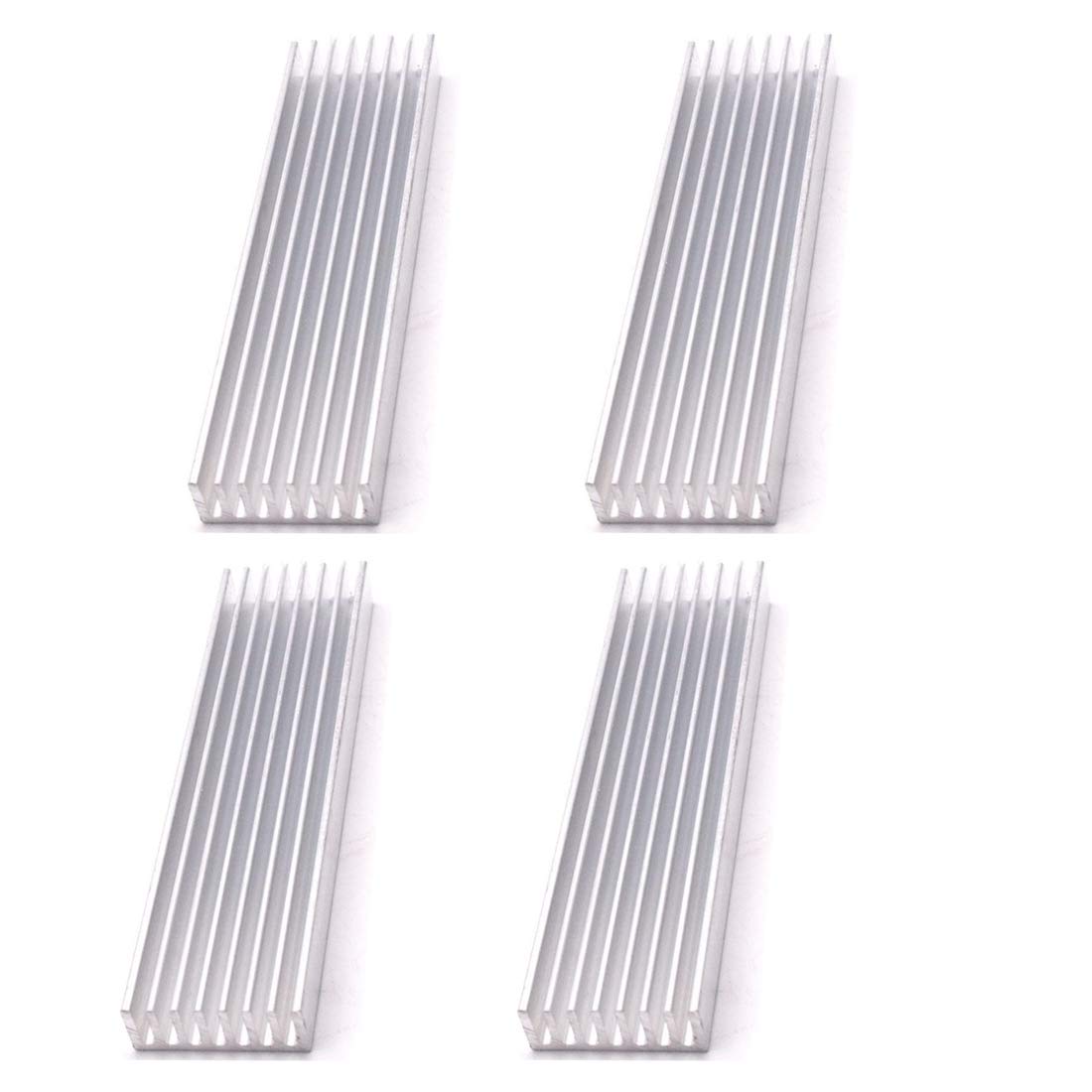 4Pcs Aluminum Heat Sink, Silver Tone Aluminium Radiator Heatsink Cooling Fins Cooler for Led Amplifier Transistor IC Module, 100x25x10mm/4 x1 x0.4