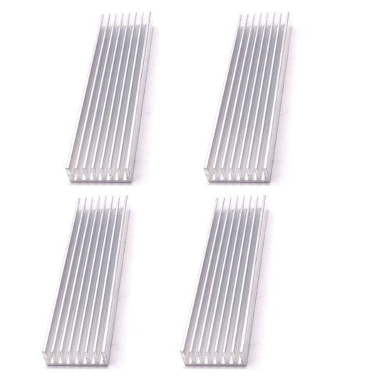 4Pcs Aluminum Heat Sink, Silver Tone Aluminium Radiator Heatsink Cooling Fins Cooler for Led Amplifier Transistor IC Module, 100x25x10mm/4 x1 x0.4