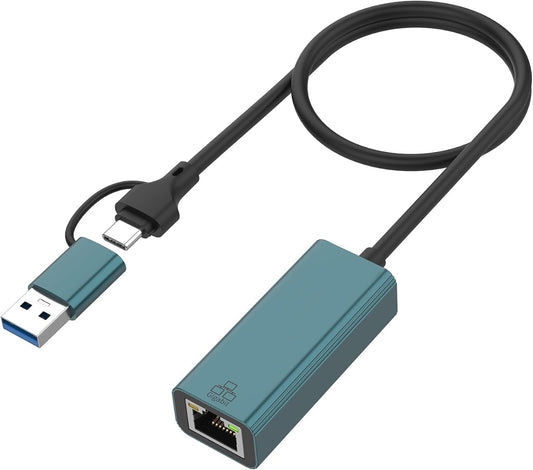 USB 3.0 to Ethernet Adapter, USB C to RJ45 Gigabit LAN (1000Mbps) Network Adapter, Compatible with MacBook/Pro/Air, Surface Pro, Windows 11/10/8/7