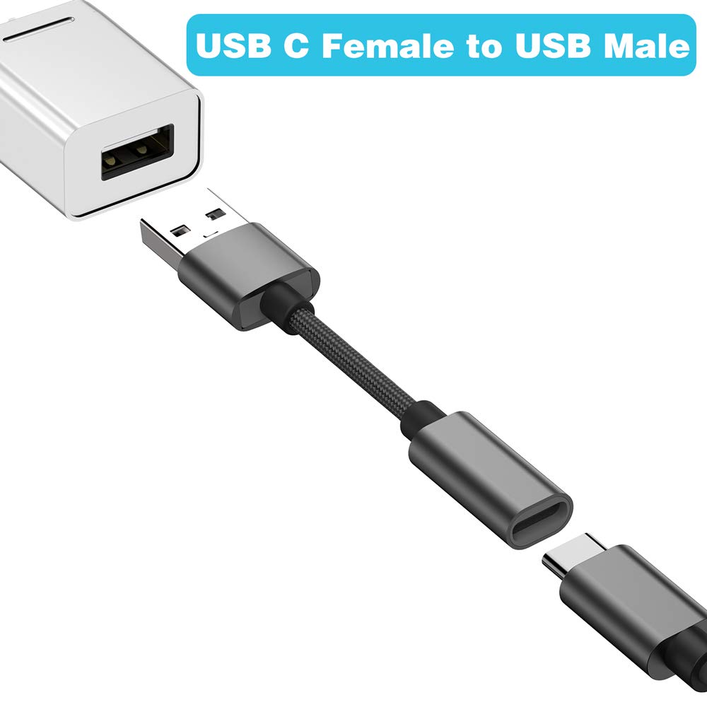 USB C Female to USB Male Adapter (2-Pack),Type C to USB A Charger Cable Adapter, Compatible with iPhone 16 15 15 Pro Max,iPad 2018,Samsung Galaxy…