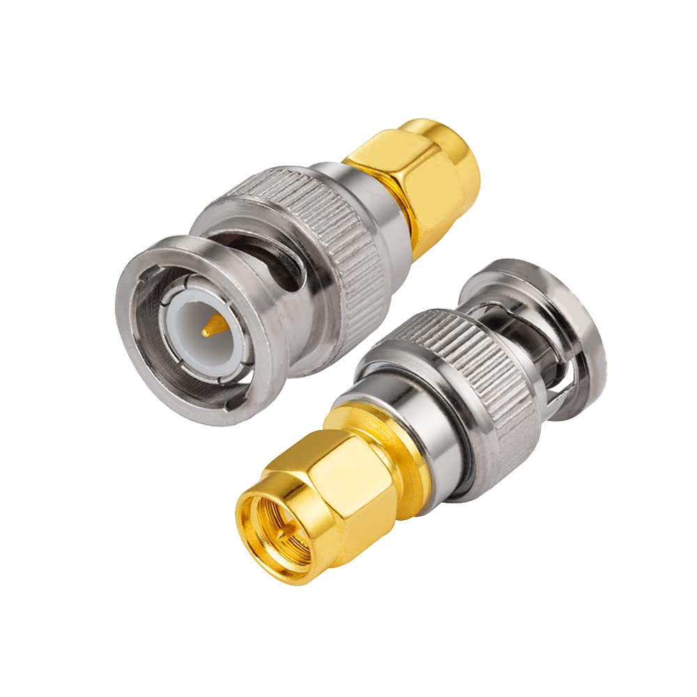 POBADY 2PCS SMA to BNC RF Adapters Connection SMA Male to BNC Male for SDR Amateur Handheld Electronics WLAN Wireless CCTV Camera Scanner Two Way