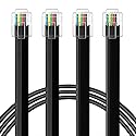 NECABLES 2Pack RJ12 Cable 3ft Phone Cord RJ12 6P6C Male to Male Straight Wired for Both Data and Voice Use Black - 3 Feet