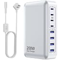 USB C Charger 200W Charger Block, 8-Ports Gan Fast Charging Station Hub, PD 65W Laptop Charging Adapter Compatible with MacBook Pro/Air, DELL, Steam