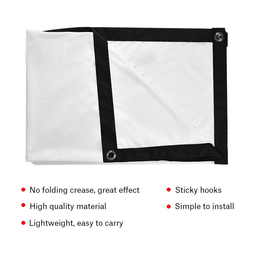 16:9 Portable Projection Screen, Foldable Noncrease Projector Curtain Screen Support Double Sided Projection for Home Theater, Openair Cinema(60 inch)