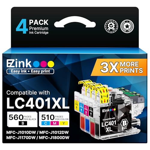 E-Z Ink LC401XL Ink Cartridges for Brother Printer LC401 LC401 XL LC 401XL