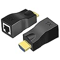 Hdmi Extender Over Ethernet Cat 5e/ 6 Cable, HDMI to RJ45 Ethernet Network Converter, Support Audio Video 1080P UP to 98FT(30m), Suitable for HDTV