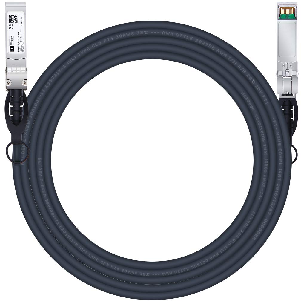 H!Fiber SFP+ Cable, 10G SFP+ DAC, 5M(16.4ft), Passive Direct Attach Copper Twinax Cable for Cisco SFP-H10GB-CU5M, Ubiquiti UniFi UC-DAC-SFP+, Meraki