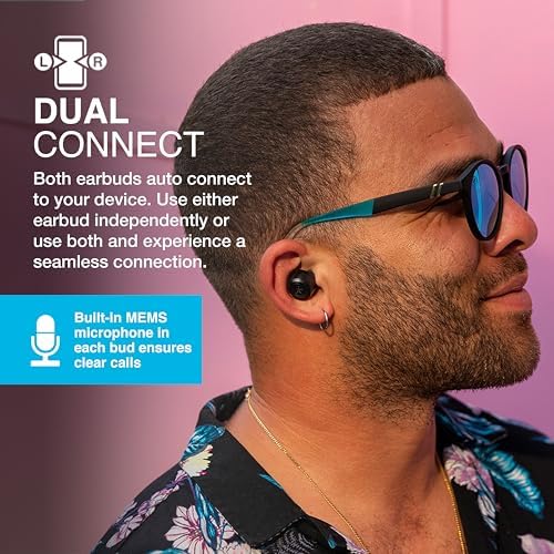JLab Go Air Pop+ True Wireless Earbuds, in Ear Headphones, Bluetooth Earphones, 35H Playtime Ear Buds, Bluetooth Earbuds with Microphone, USB-C