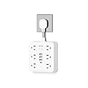 MCSCN Portable Slim Flat Plug Surge Overload Protector Power Strip Wall Outlet with 6 AC Power Outlets 4 USB(1C) for Home Office Dorm Travel