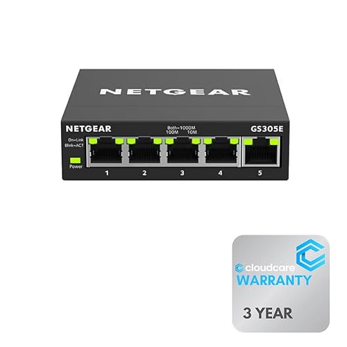 NETGEAR GS305 5-Port Gigabit Ethernet ?????????????????????? ???????????? | Plug-and-Play | Cloud Care's 3 Year Warranty SupportPlus Included