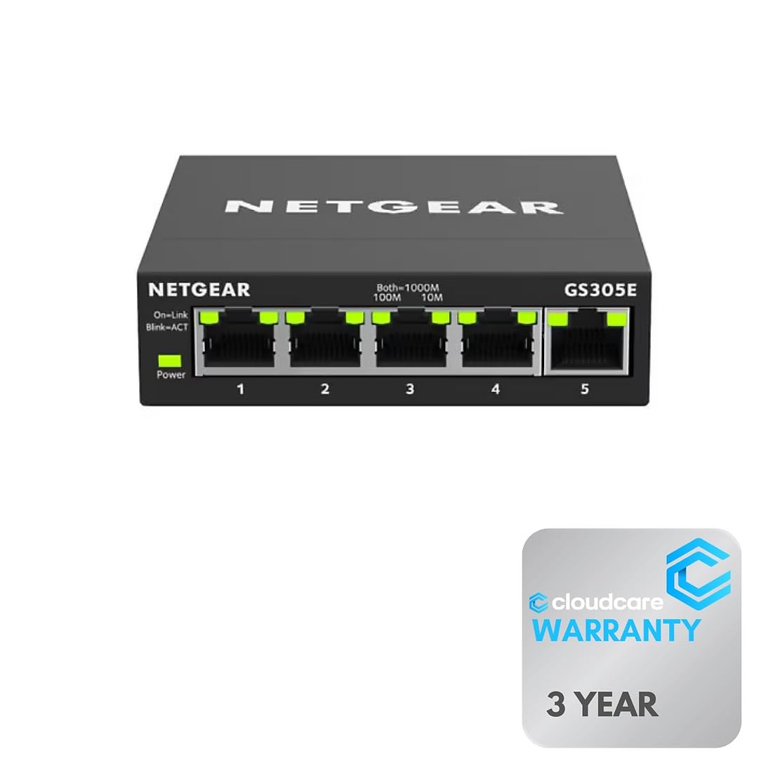 NETGEAR GS305 5-Port Gigabit Ethernet ?????????????????????? ???????????? | Plug-and-Play | Cloud Care's 3 Year Warranty SupportPlus Included