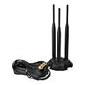 Eightwood 2.4GHz 5GHz Dual Band WiFi Antenna, 3 RP-SMA Connector WiFi 6 Antenna Magnetic Base for PC Desktop Computer, PCIe Network Card, Wireless