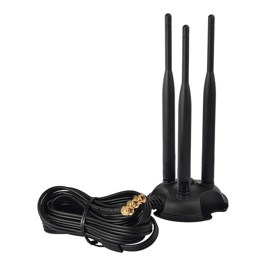 Eightwood 2.4GHz 5GHz Dual Band WiFi Antenna, 3 RP-SMA Connector WiFi 6 Antenna Magnetic Base for PC Desktop Computer, PCIe Network Card, Wireless