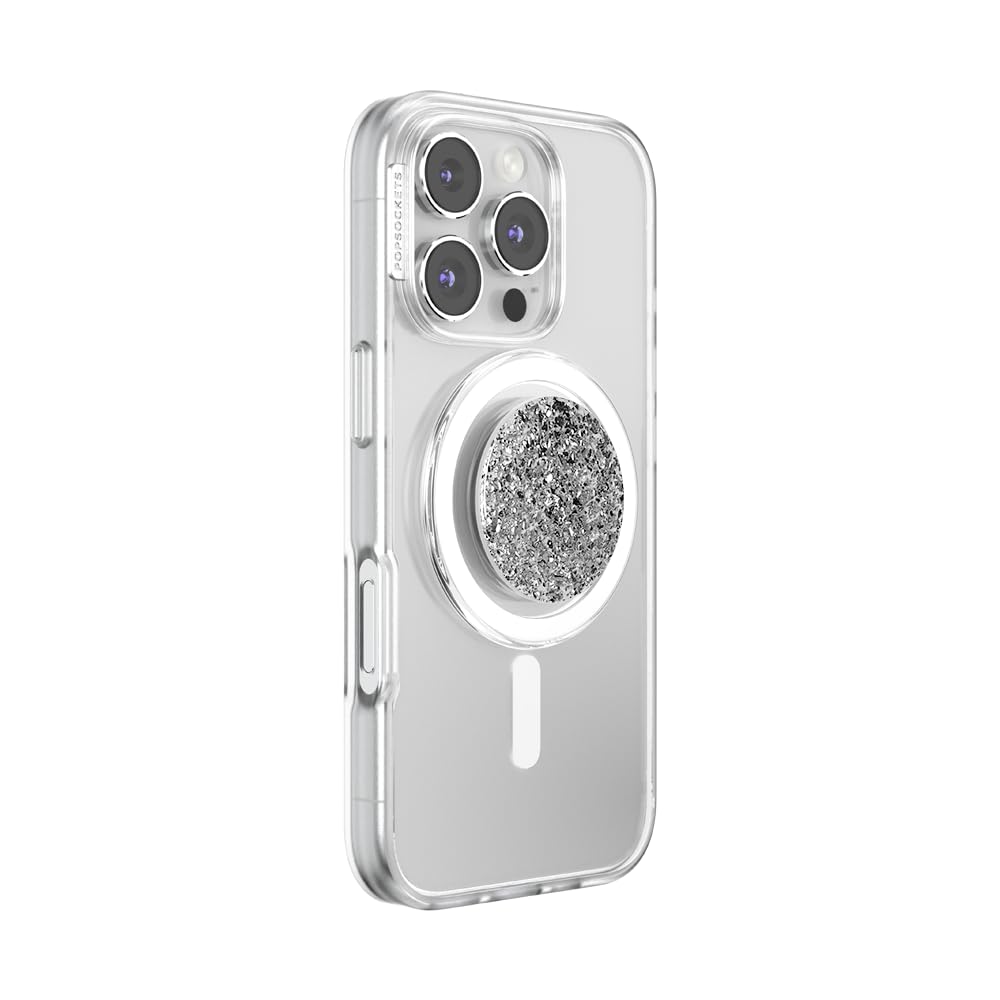 PopSockets Phone Grip for MagSafe, Magnetic Holder, Phone Stand, Silver - Confetti Foil Silver