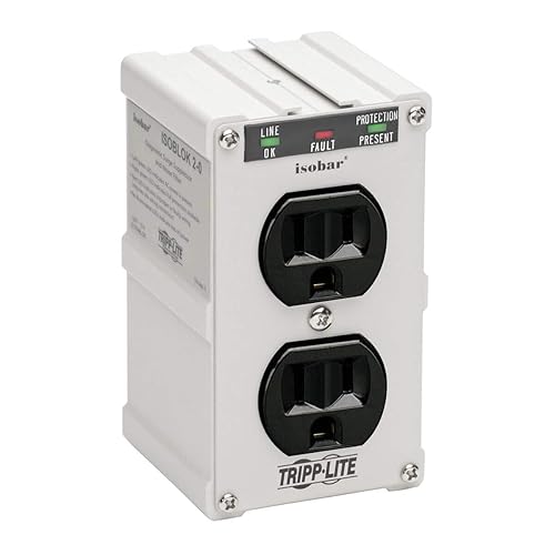 Tripp Lite Isobar ISOBLOK2-0 Heavy Duty Outlet Extender, Wall Power Strip Surge Protector, 2 Outlets, Direct Plug-in, White, Metal Power Strip