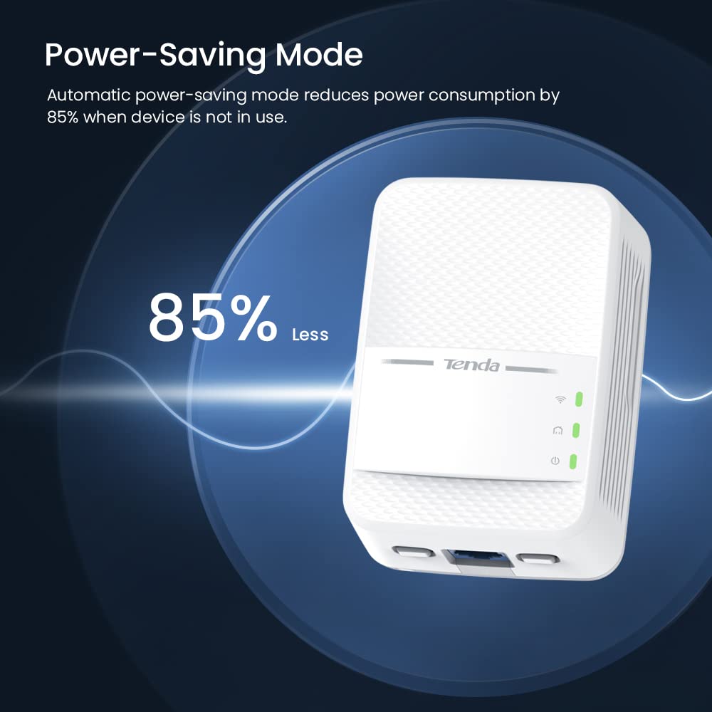 Tenda AV1000 WiFi Powerline Adapter Kit with Gigabit Ports, Powerline Extender with AC650 Dual Band WiFi, Plug and Play, for HD/3D/4K Video Streaming