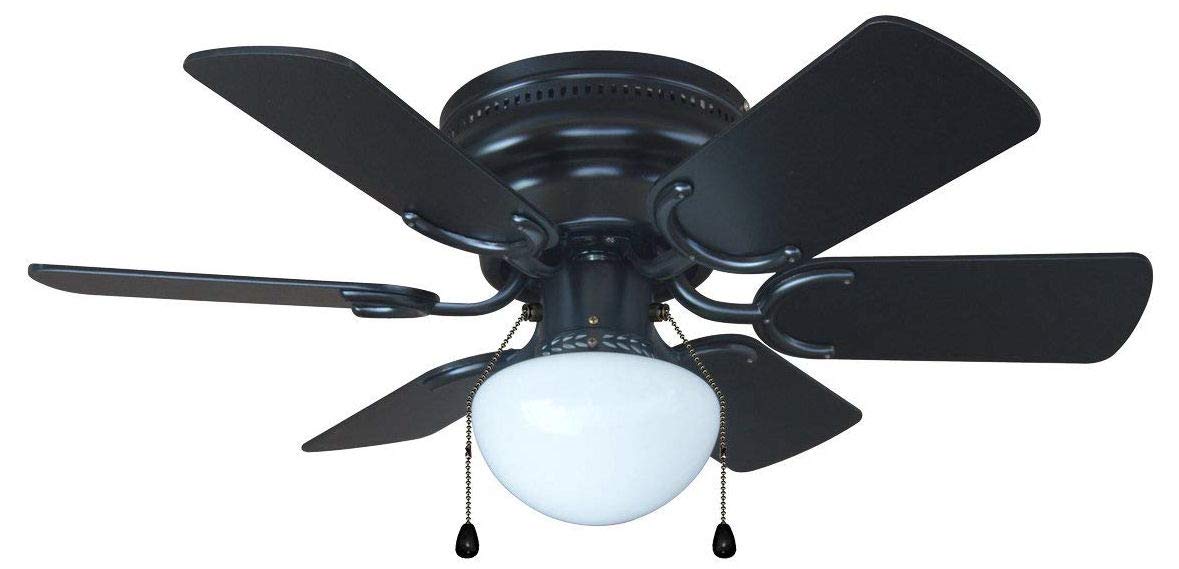 Hardware House 23-5389 Arcadia 30-Inch Black Flush Mount Ceiling Fan, Black or Light Maple Blades