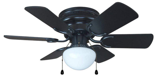 Hardware House 23-5389 Arcadia 30-Inch Black Flush Mount Ceiling Fan, Black or Light Maple Blades