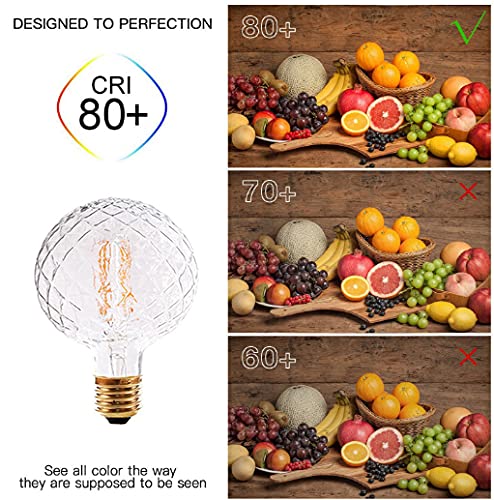 Vintage LED Edison Bulb G30 4W Dimmable LED Filament Bulb Globe Pineapple Shaped Light Bulb 2300K Warm White E26 400LM Equivalent 40W Incandescent