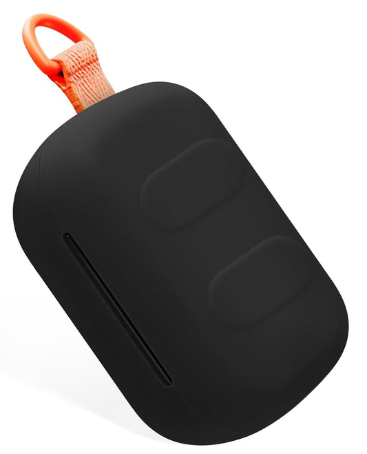 Geiomoo Silicone Case for Skullcandy Dime 3, Protective Cover with Carabiner (Black)