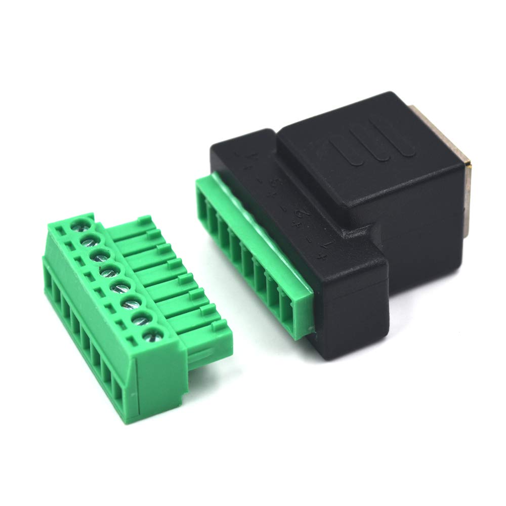 Kework 2 Pack Ethernet RJ45 Female Terminal Block Adapter, Network RJ45 8P8C Bolt Screw Terminal Cable Extension Connector Plug