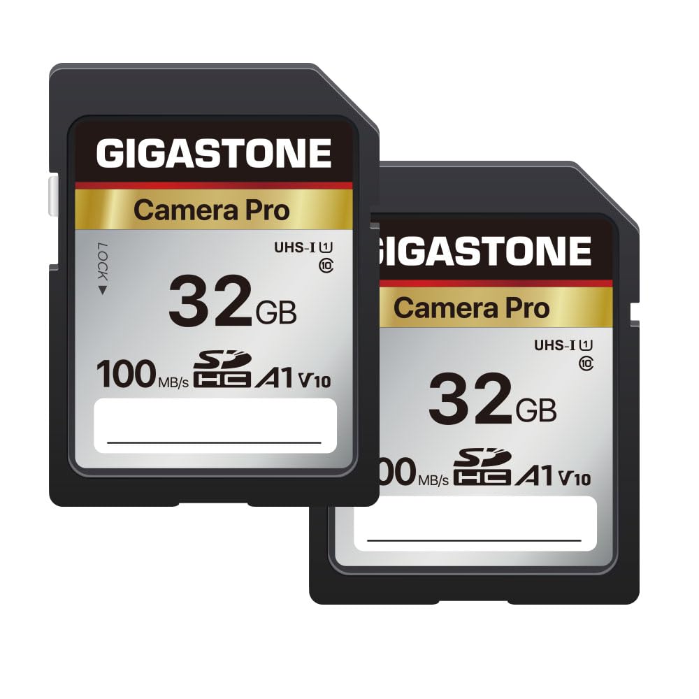 ?5-Years Data Recovery? GIGASTONE 32GB SD Card 2-Pack, Camera Pro, A1 V10 SDHC Memory Card Compatible with SPYPOINT TACTACAM Trail Camera, with 2 Mini