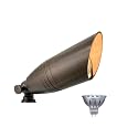 Leelands Antique Brass Landscape Spotlights Low Voltage 12V AC/DC,Landscape Lighting Outdoor Tree Uplights Accent Lights 5 Watts MR16 LED Bulb Warm
