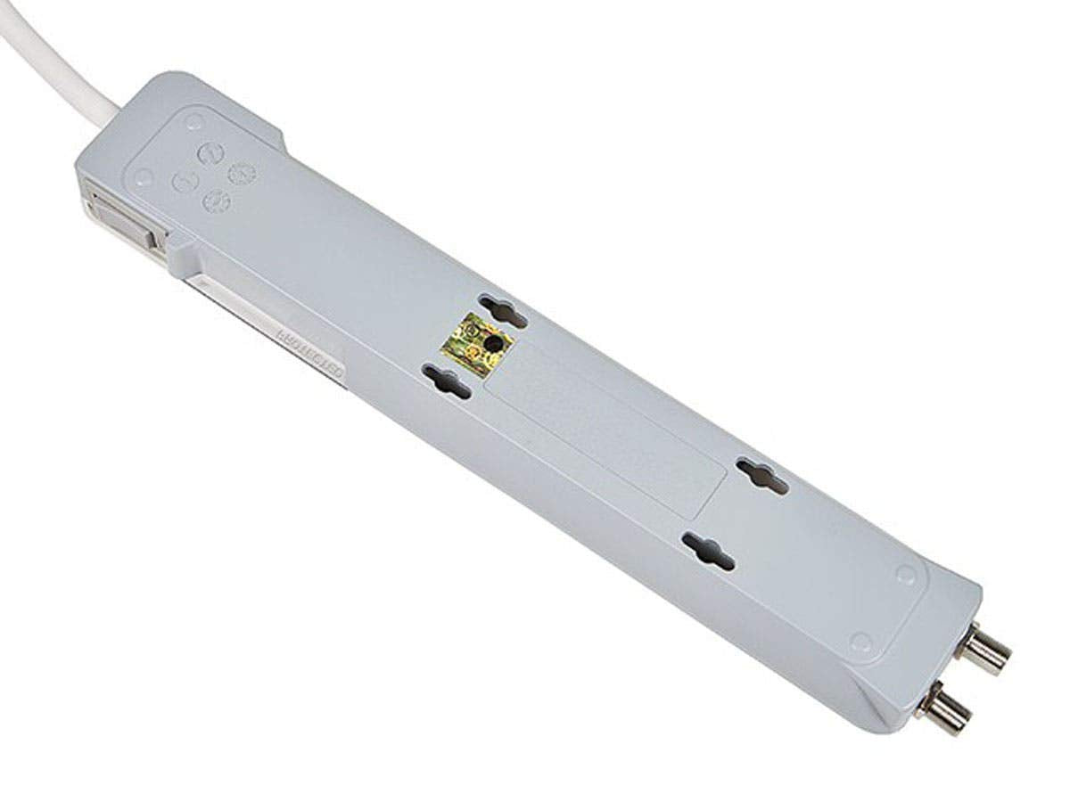 Monoprice Power & Surge - 6 Outlet Slim Surge Protector Power Strip With Coaxial Line Protection - 4 Feet - White | Cord UL Rated 1,080 Joules