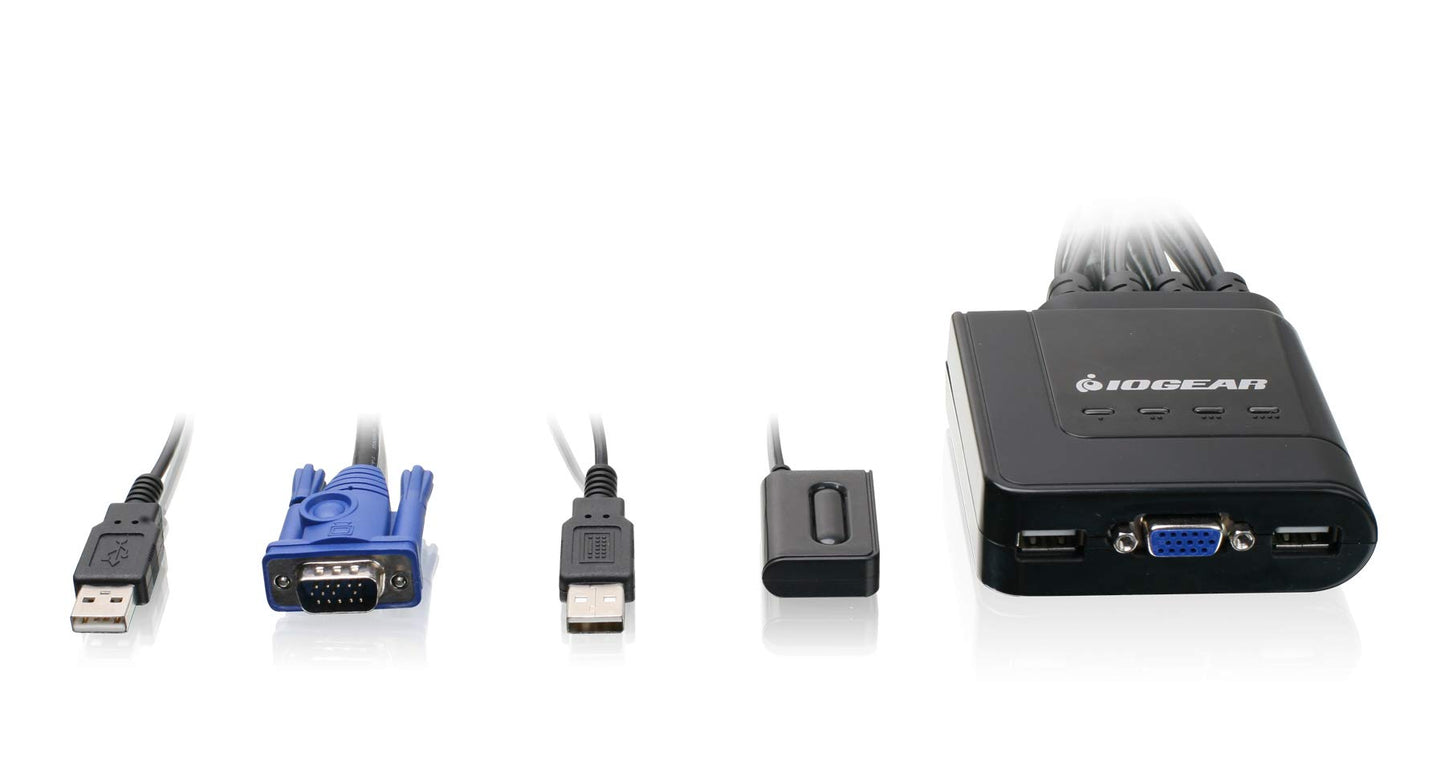 IOGEAR 4-Port USB KVM Switch with Cables and Remote GCS24U, Black