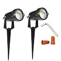 Youngine 12V Outdoor LED Lawn Light Lamps Landscape Spotlight 5W COB Garden Patio Wall Yard Path Decorative Lighting with Spiked Stand, Pack of 2