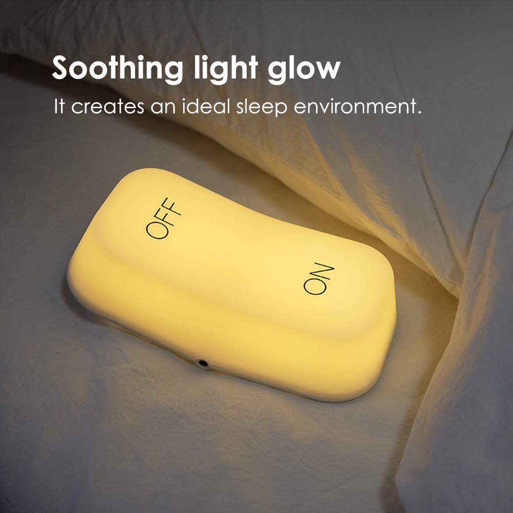 DesignNest On-Off lamp, Easy Switch LED Night Light, Gravity Sensor, 2 Light Levels, USB, Portable Rechargeable Bedside Table Nightstand Dorm Decor