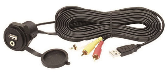 Clarion Corporation of America CCAUSBAV USB 2.0 Port and 3.5mm Audio/Video Mini-Jack with USB Extension Cable, Composite Audio/Video RCA Connectors