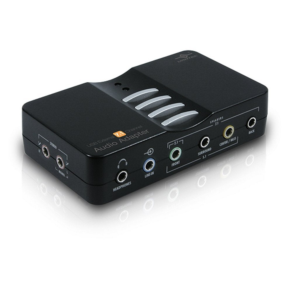 Vantec NBA-200U USB External 7.1 Channel Audio Adapter (Black), Windows 7/10/11 only, Drivers Required