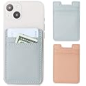 2Pack Phone Wallet,Leather Phone Card Holder Adhesive Stick On Credit Card Pocket for Back of Phone Case iPhone and Android-Pink,Blue