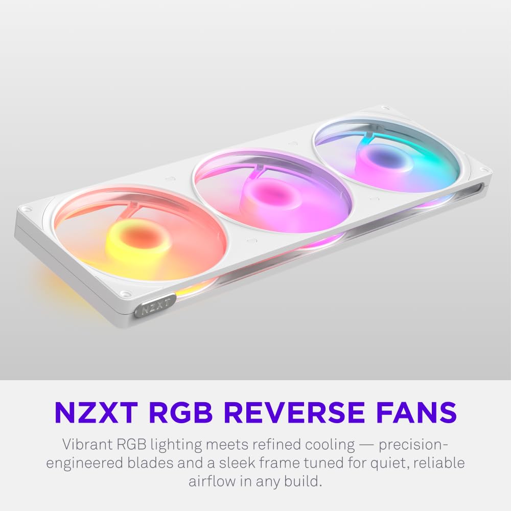 NZXT F420 RGB Reverse - 420mm Single-Frame Reverse Fan - White