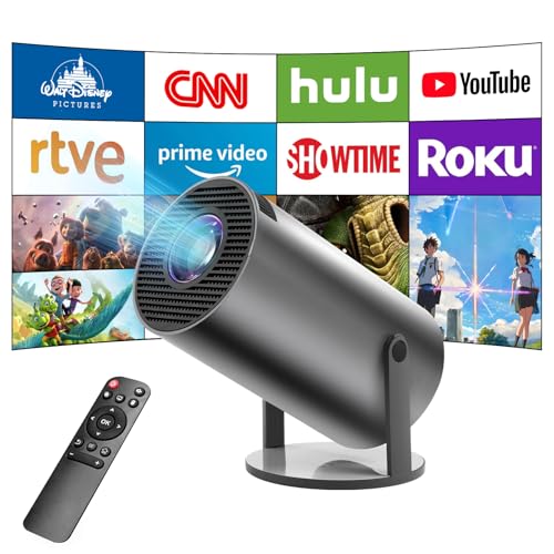Mini Projector,Smart Projector,4K Projector with Wifi 6 and Bluetooth 5,Portable Projector with Android 11, Automatic Keystone Correction,180