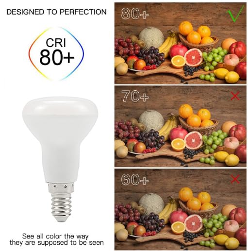 Beriteluce Dimmable LED Flood Light Bulb BR16 R16 5W 50W Equivalent, 500 Lumen, 3000K Warm White, Candelabra Base E12, LED Mushroom Light Bulb, 4-Pack