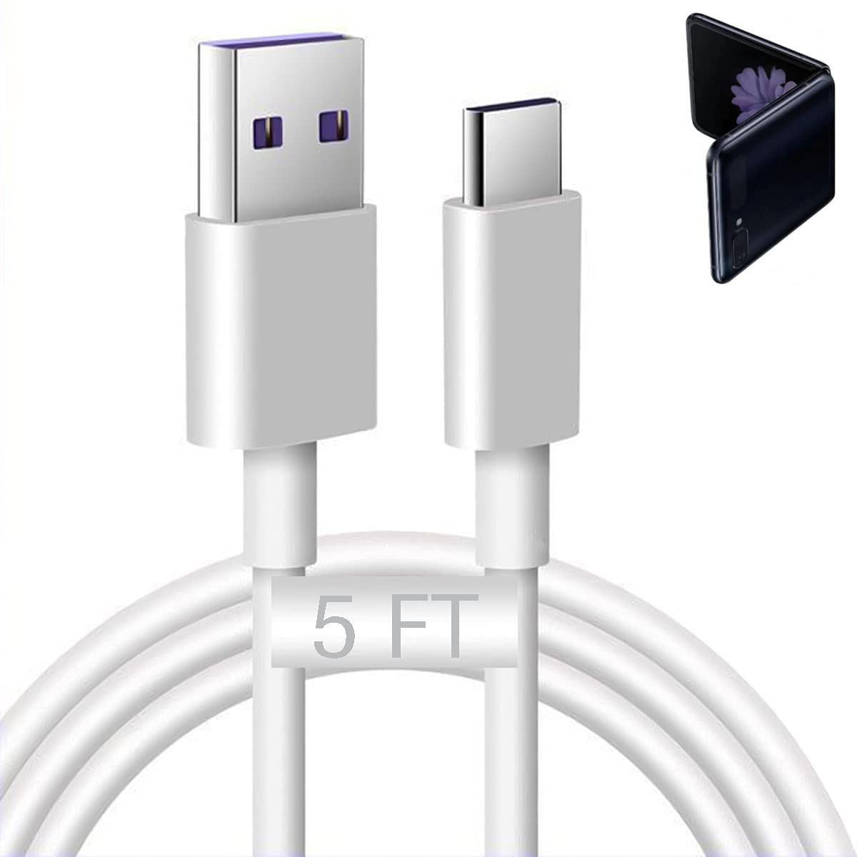USB C Charger Cable for Samsung Galaxy Z Flip 7, 7FE, 6, 5, 4, 3, 2, Samsung Galaxy Z Fold 7, 6, 5, 4, 3, 2 Android Phone Car Power Charging Cord