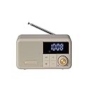 Crosley CR1121A-PB Cooper Retro AM/FM Radio, Portable Bluetooth Speaker with Aux Input and LED Display, Pebble