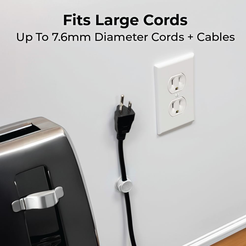 BLACK+DECKER Magnetic Cord Organizer Holder, 6 Pack Magnetic Cable Clips, Under Desk Cable Management, Strong Adhesive Cord Holder for Nightstand
