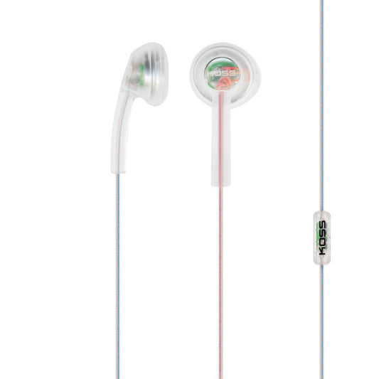 Koss CL/3i Clear Retro 90s Style Earbuds, Microphone, Wired Plug