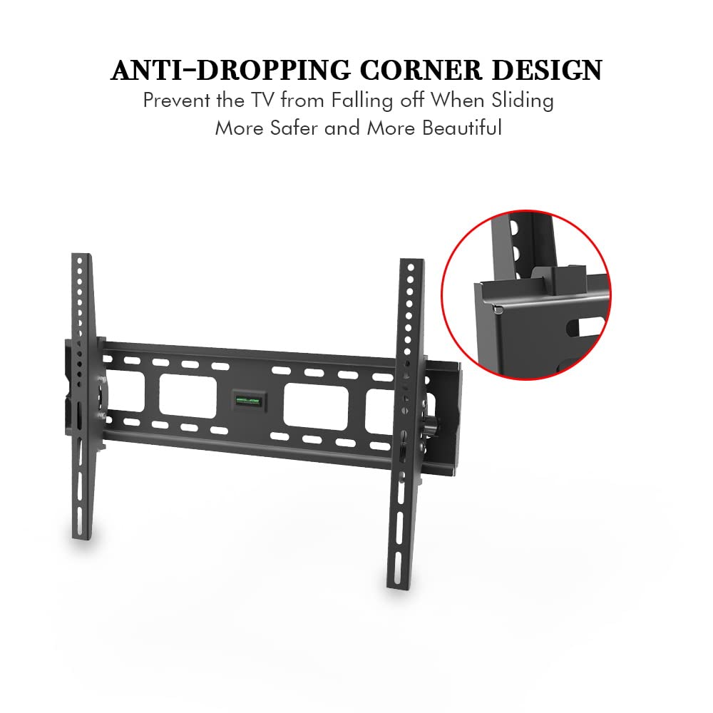 Tilting TV Wall Mount with Low Profile Design - Wall Mount Bracket TV Stand with Spirit Level - Smooth Tilt -10°~ 10° for Most 32-70 Inch Flat Screen