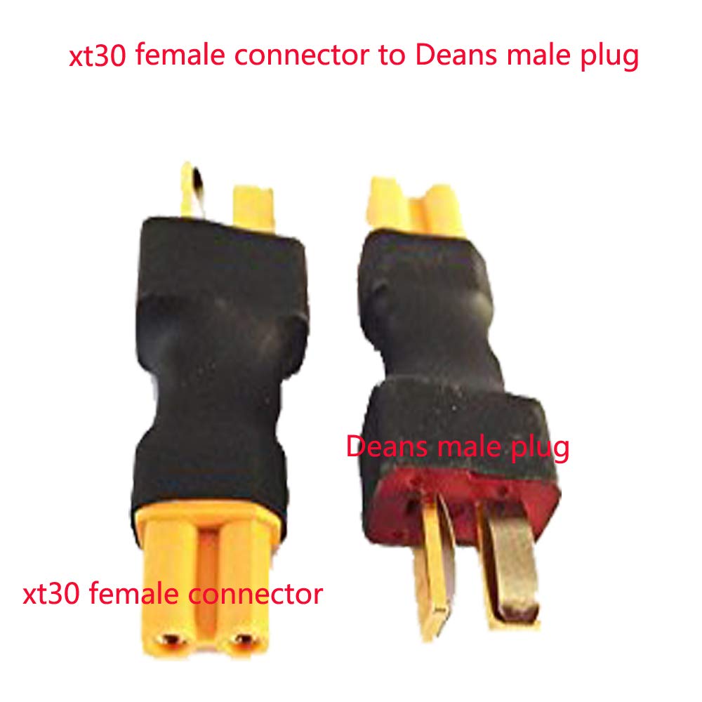 Yiqigou 2 Pairs No Wire Deans-T Plug Male Female Connector to XT30 Male Female Plug Connector Conversion Adapter for RC Batteries